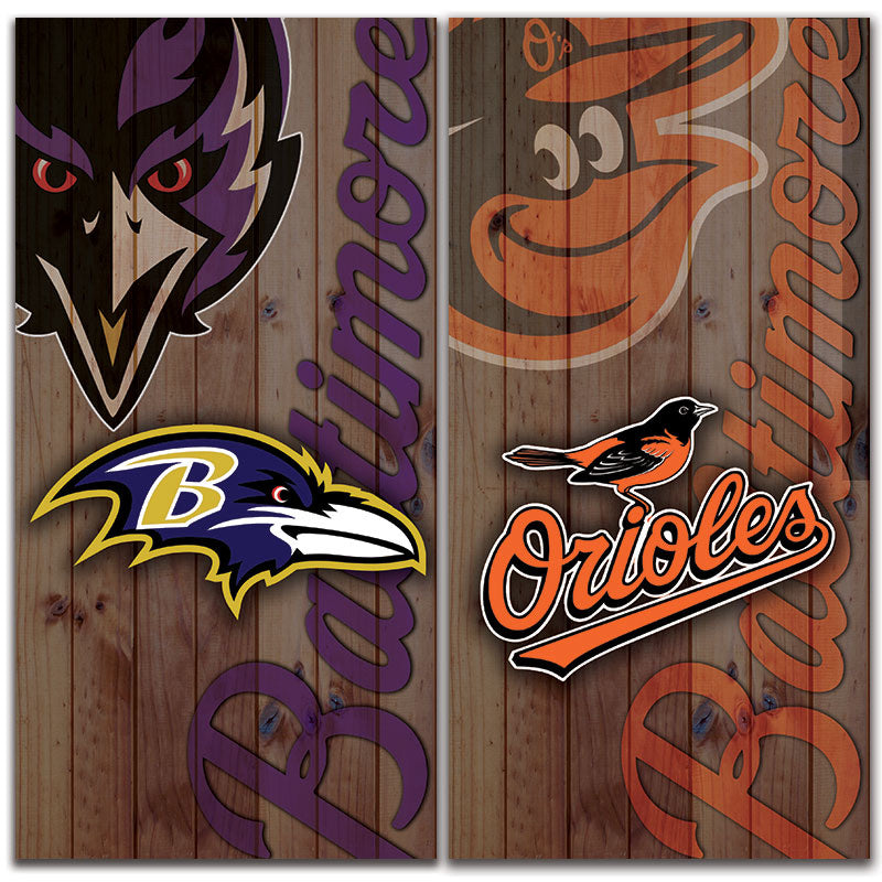 Baltimore Orioles Version 7 (Reversed Flag) Cornhole Set with Bags - Custom Cornhole, LLC